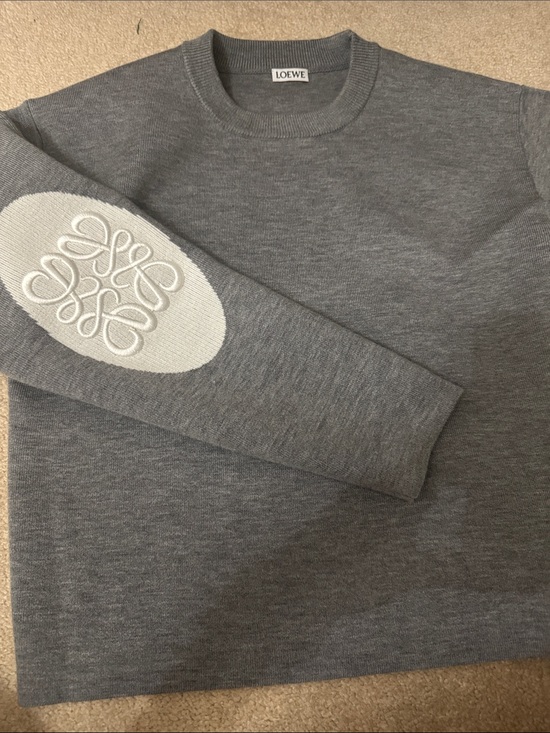 Loewe Other - Loewe Grey Crewneck Sweater with Light Grey Embroidered Elbow Patch